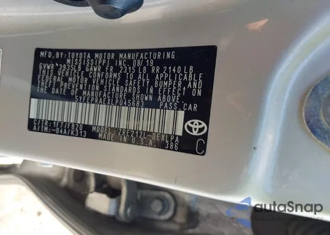 2020 Toyota Corolla Le from USA, damaged, VIN 5YFEPRAEXLP045683